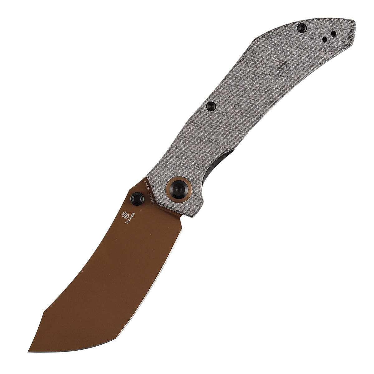 Tenable Tipper Folding Knife | 3.39'' Rose Gold Nitro V Blade | Black Micarta Handle | Edgy Bladeworks Design | B1079A1
