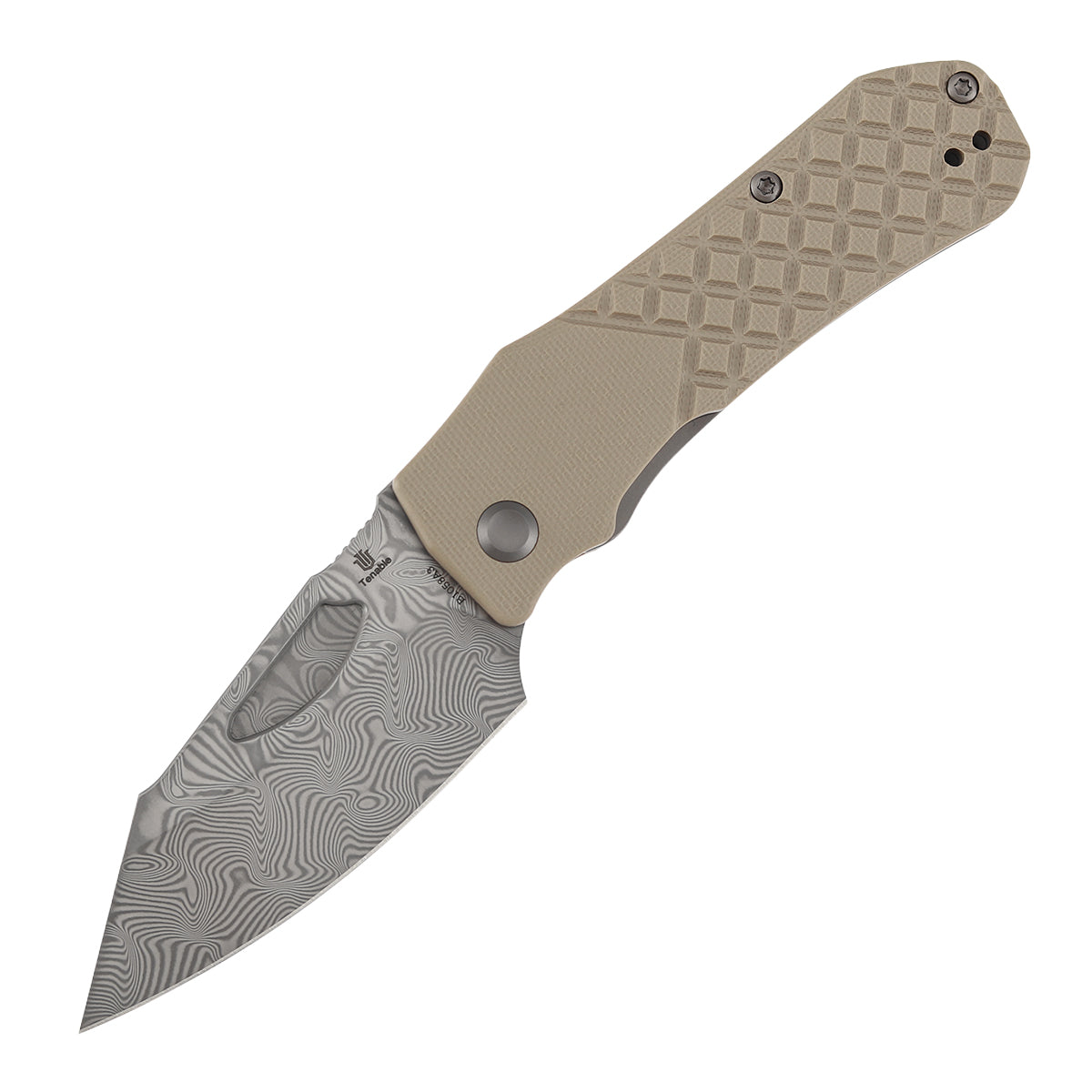 Tenable Loki Liner Lock Knife | 3.0" Water Ripple Damascus Blade | Brown G10 Handle | Steven Dunnuck Design - B1058A3