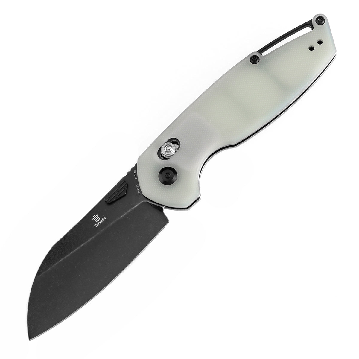 Tenable Model 6 Cross Bar Lock | Jade G10 Handle | 3.1" Blackwash 14C28N Blade | Nick Swan Design--T1022V3