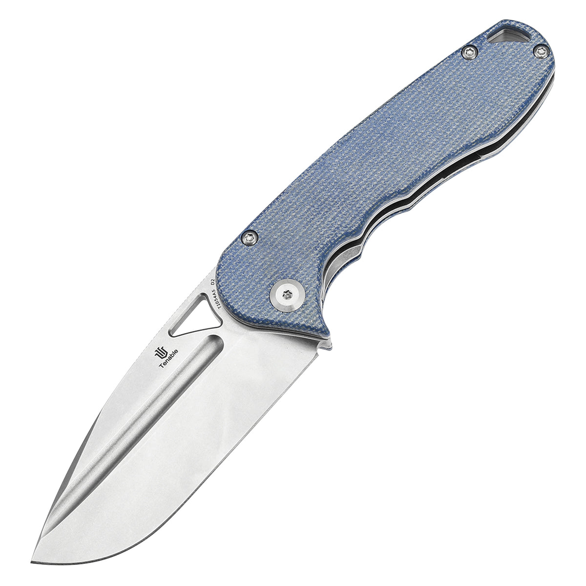 Tenable Bömbur Folding Knife Blue Micarta Handle (3.53'' Stonewashed D2 Blade) Midgards Messer Design--T1054A5