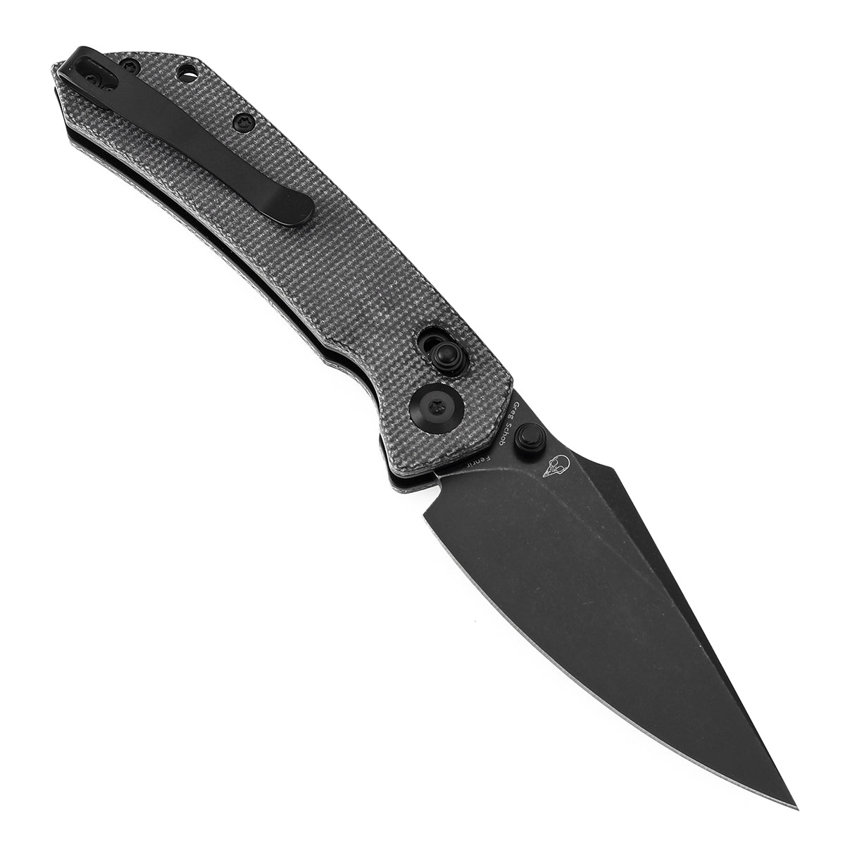Tenable Fenrir Cross Bar Lock Folding Knife| Black Micarta | 3.48" Blackwashed Nitro-V Blade | Sparrow Knife Design | T1034V3