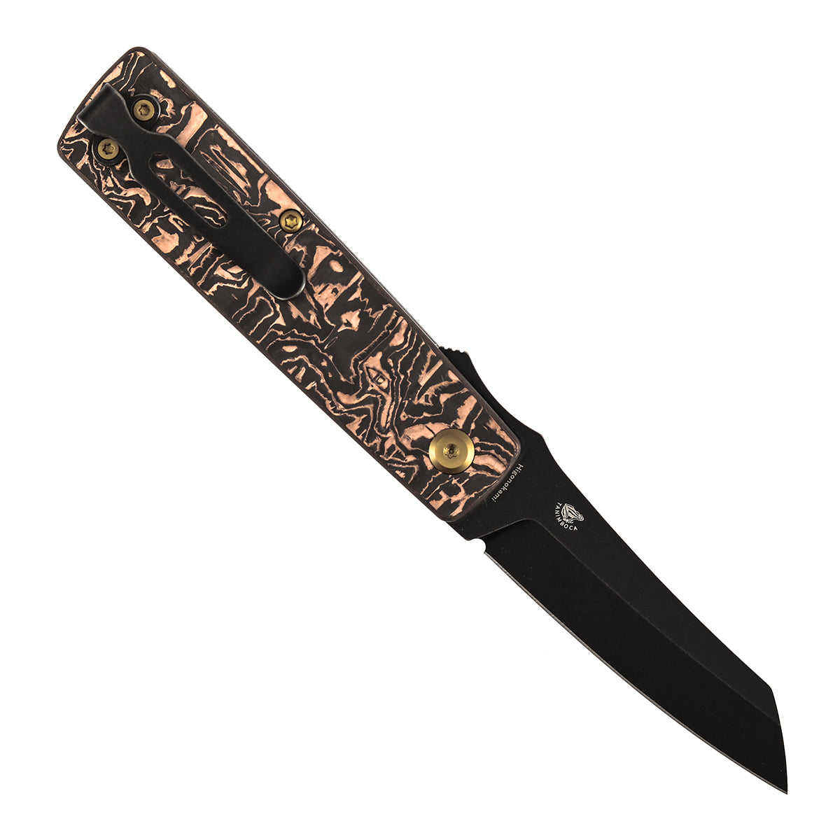 KANSEPT Higonokami | Liner Lock | 3.02'' 154CM Blade | Copper Carbon FIber Handle | Goran mihajlovic Design | T2135A2