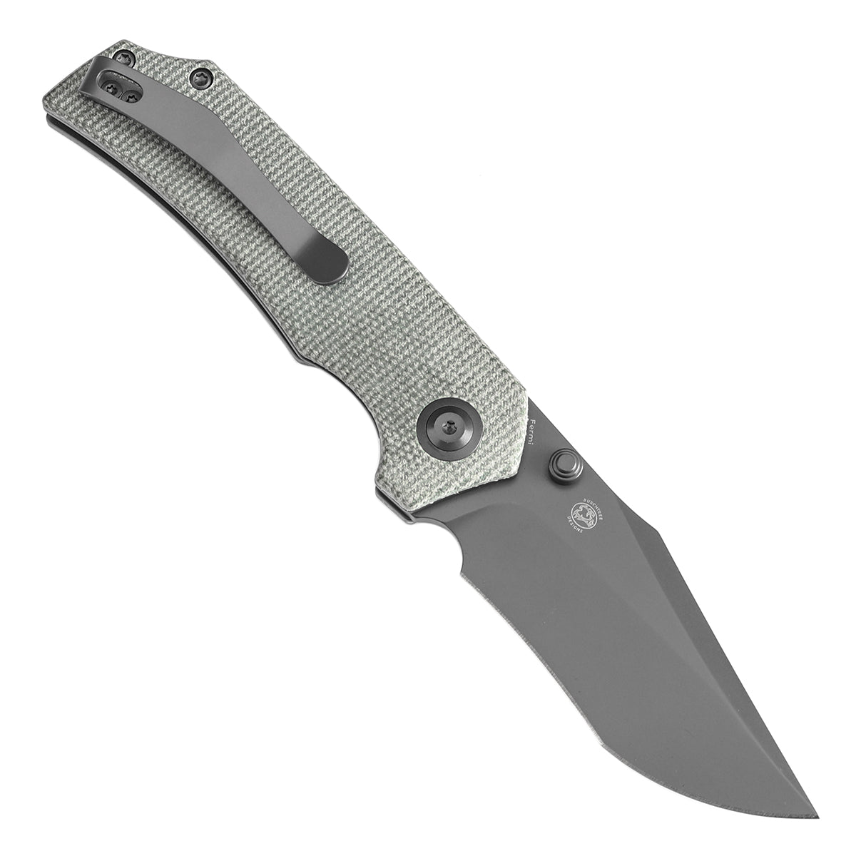 Tenable Fermi Folding Knife Green Micarta Handle (3.11'' Grey TiCn Coated 14C28N Blade) Burchtree Designs-T1122A4