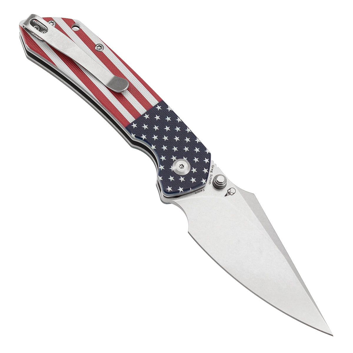 Tenable Fenrir Button Lock Knife | Jade G10 with American Flag Handle | 3.45" Stonewashed 14C28N | Sparrow Knife Design | T1034F8
