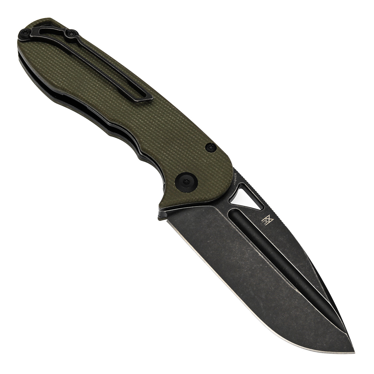 Tenable Bömbur Folding Knife Green Micarta Handle (3.53'' Blackwash D2 Blade) Midgards Messer Design--T1054A4