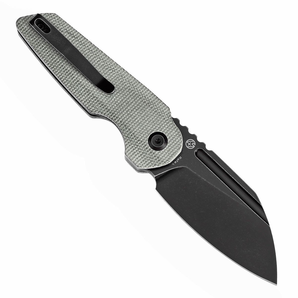 Tenable Rafe L Folding Knife Green Micarta Handle (3.19" Black Stonewashed 14C28N Blade) 4T5 Design--T1048A1
