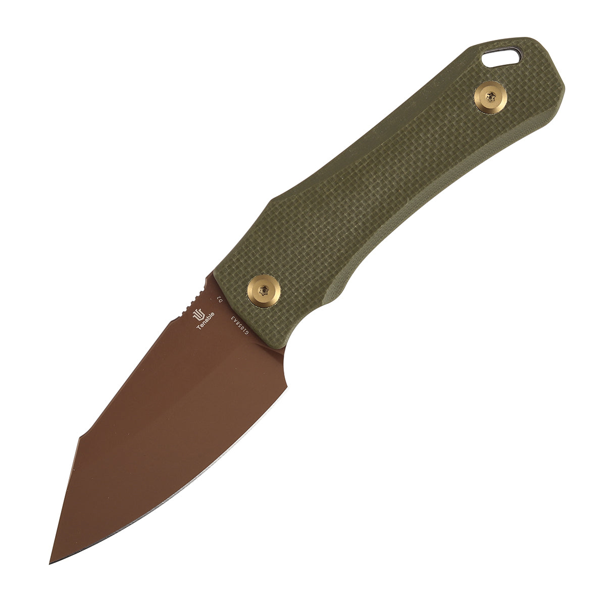 Tenable Loki Fixed Blade Knife | 2.99" Rose Gold D2 Blade | Olive Green G10 Handle | Steven Dunnuck Design | G1058A3