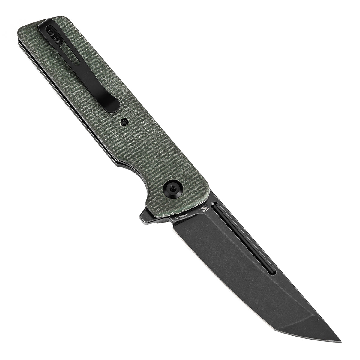 Tenable Anomaly Folding Knife Green Micarta Handle (3.14'' Blackwash Nitro-V Tanto Blade) Pinkerton Knives Design-T2038T2