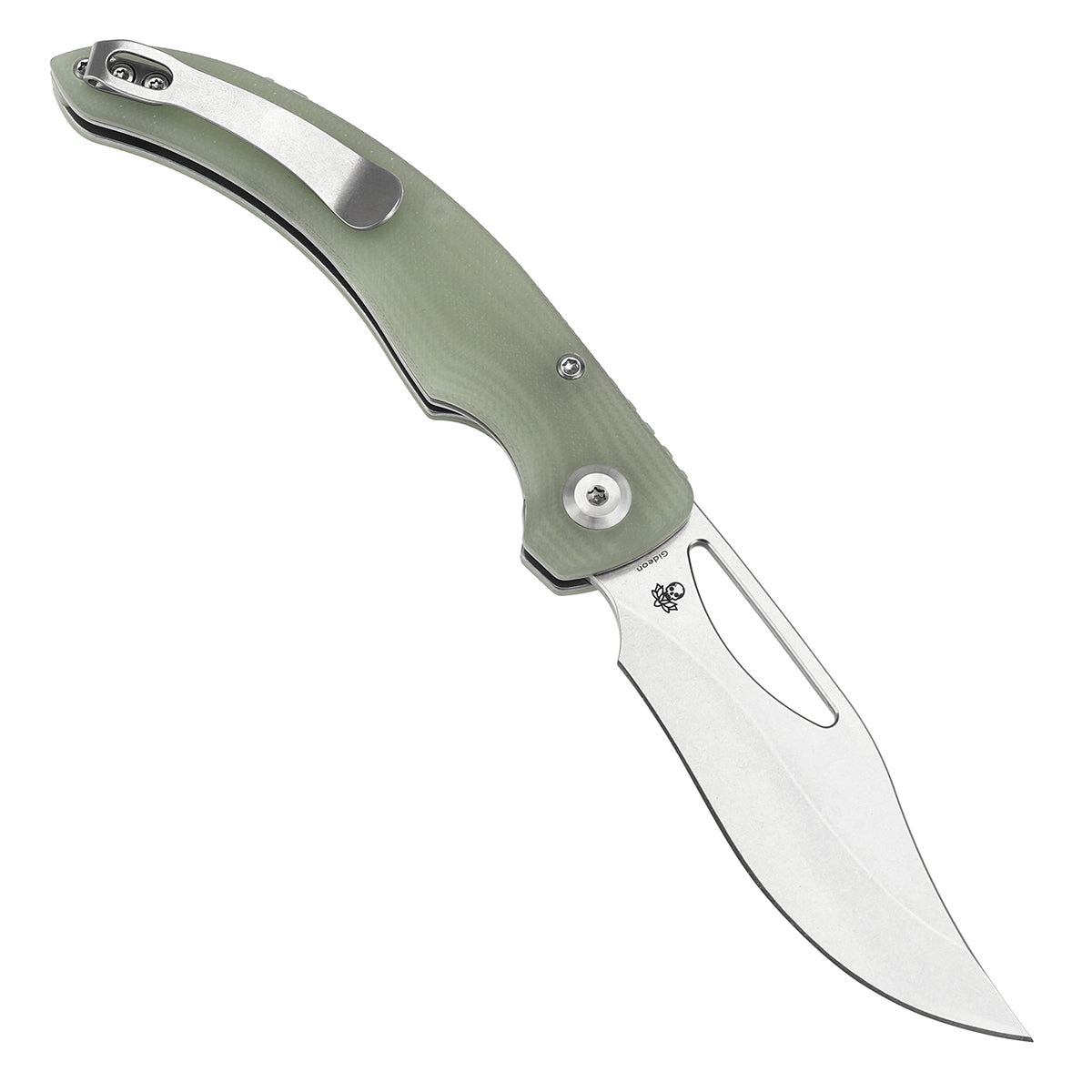 Tenable Gideon Folding Knife - 3.5'' Stonewashed Nitro V Blade -Jade G10 Handle - Dead Sober Design - T1119A3