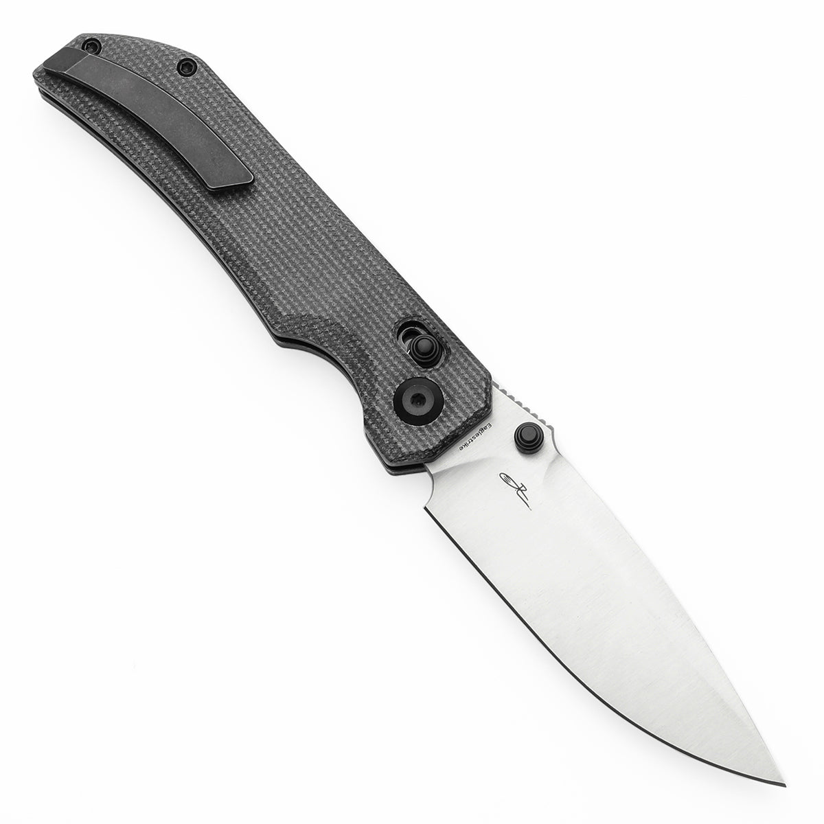Tenable Eaglestrike Cross Bar Lock Folding Knife Black Micarta Handle (3.73'' Satin Nitro-V Blade) James Lowe Design-T1095V1