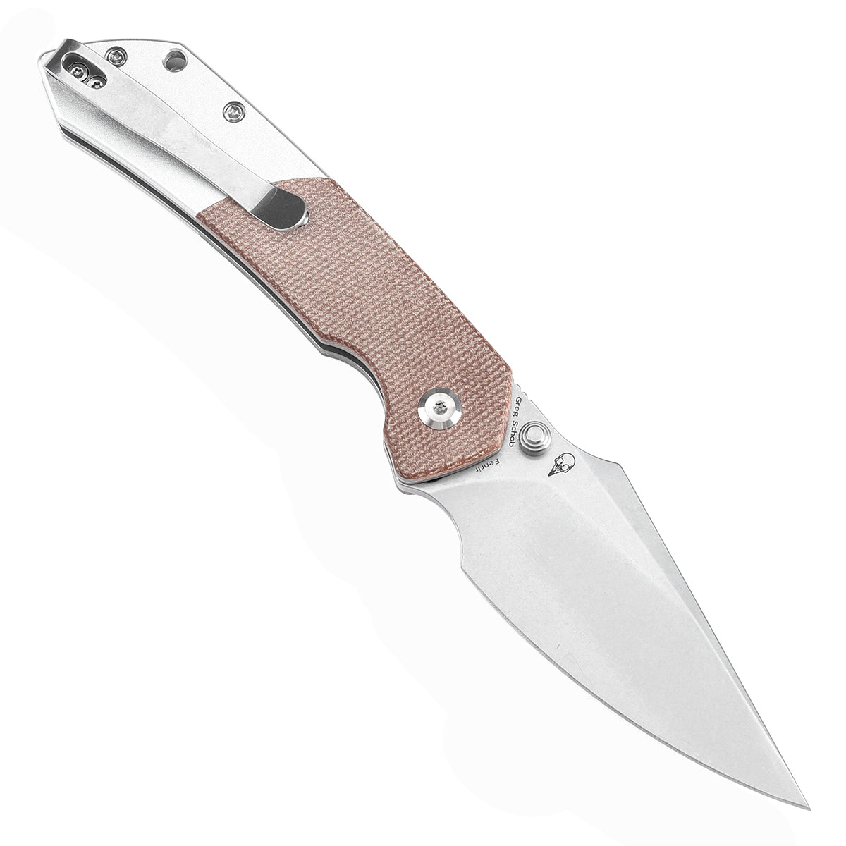 Going Gear Exclusive Tenable Fenrir Button Lock Knife Brown Micarta & Plain Aluminum Handle (3.4" Rose Gold 14C28N) T1034S4