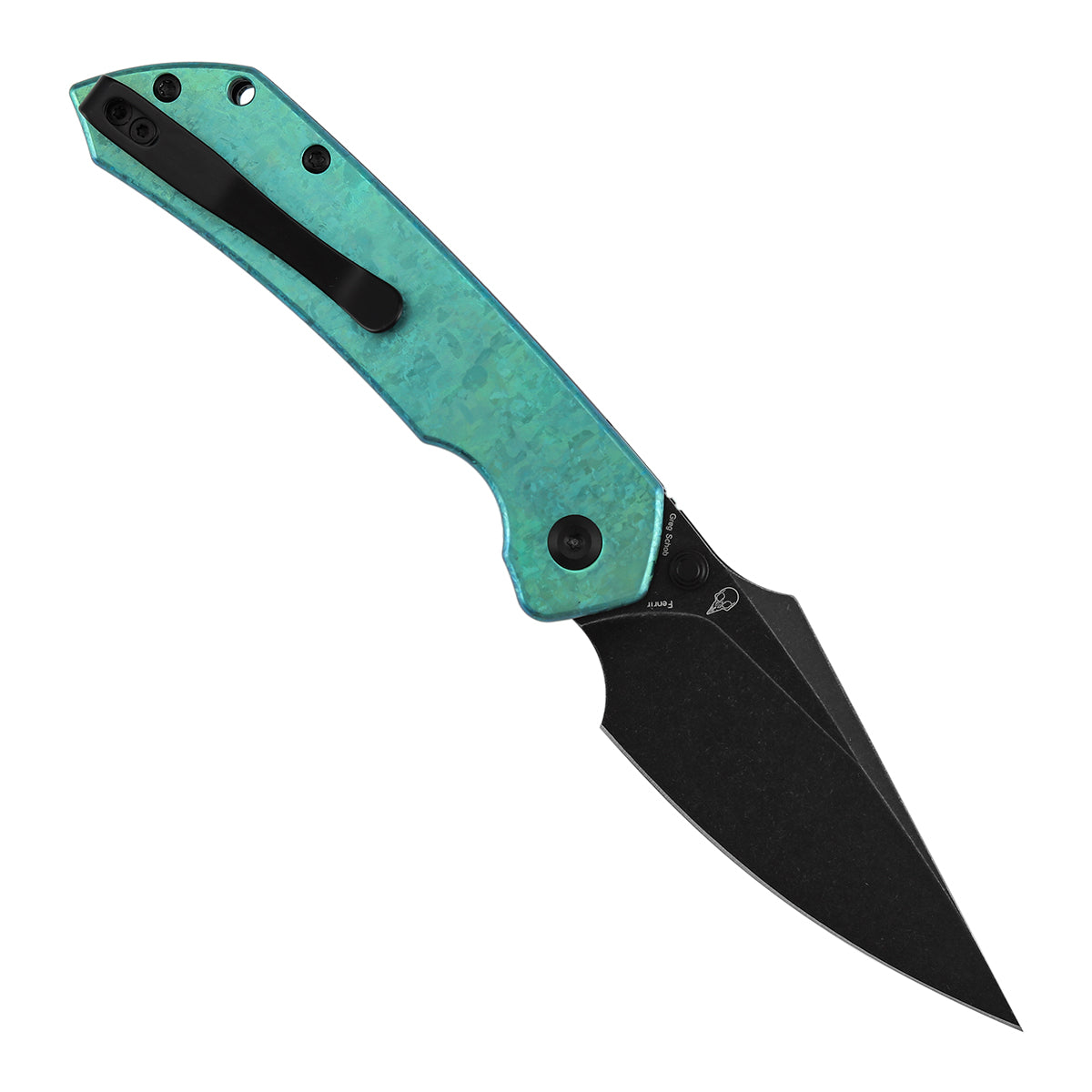 Tenable Fenrir Top Liner Lock Folding Knife | 3.4" Blackwash Nitro-V Blade | Green Anodized Crystallized Titanium Handle | Sparrow Knife Design - B1034H20