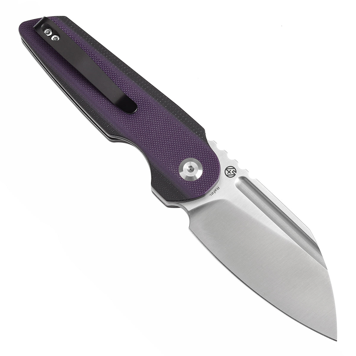 Tenable Rafe L Folding Knife Purple and Black G10 Handle (3.19" Satin 14C28N Blade) 4T5 Design--T1048A5