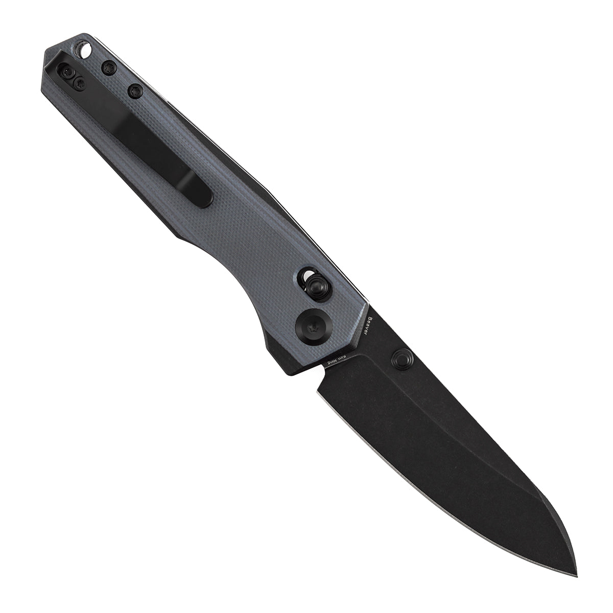 Tenable Beaver CrossBar Folding Knife | 3.44'' Blackwash Nitro-V Blade | Gray and Black G10 Handle | Kim Ning Design-T1105V7