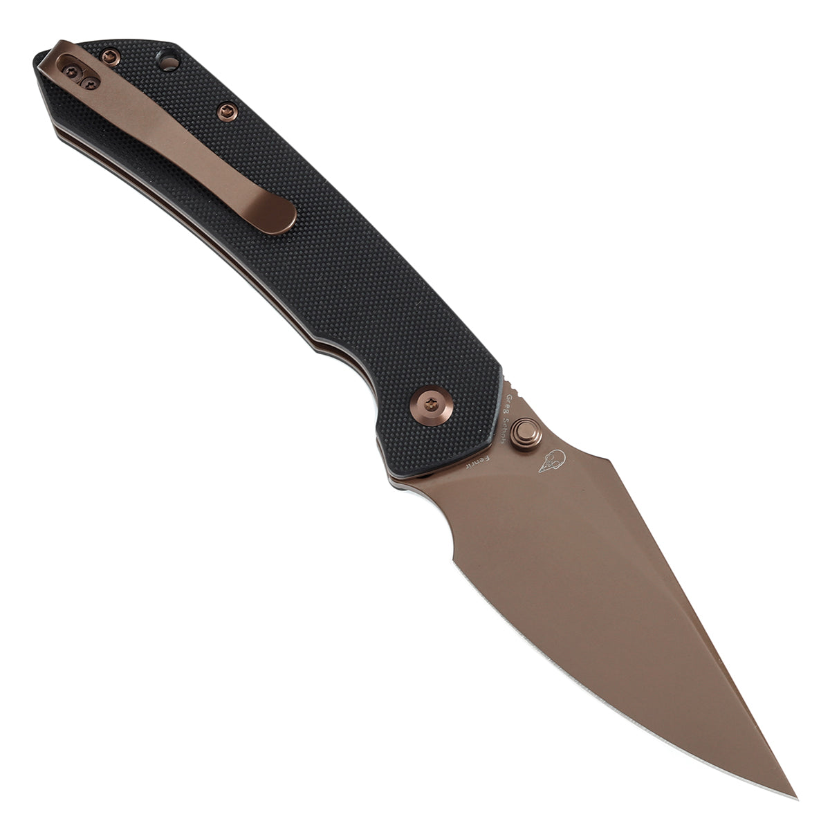BladeHQ Exclusive Tenable Fenrir Button Lock Knife Black G-10 (3.4" Rose Gold 14C28N) T1034F2