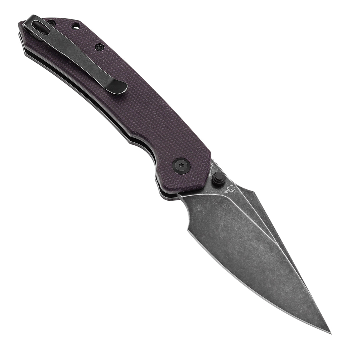 Available on TikTok - Tenable Fenrir Top Liner Lock Folding Knife| Purple Micarta | 3.48“ Blackwashed Nitro-V Blade | Sparrow Knife Design | B1034H1