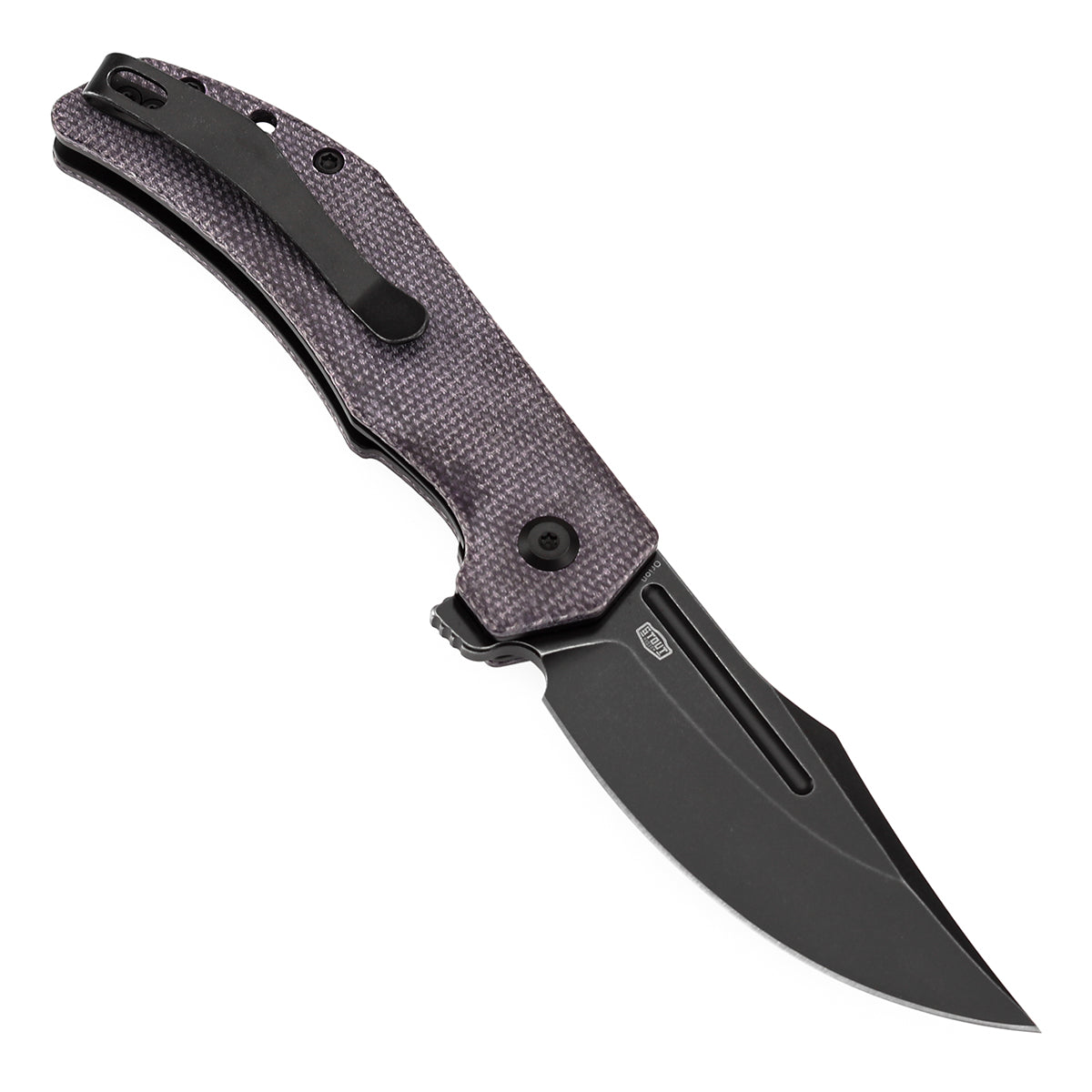 Tenable Orion Liner Lock | Purple Micarta Handle | 3.07" Blackwashed 14C28N | JB Stout Design | B1089A2