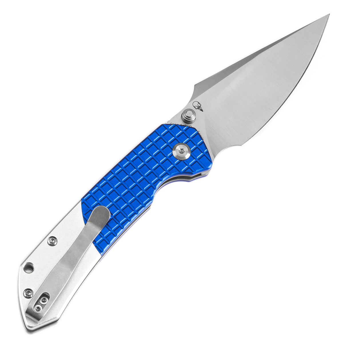 WMK Exclusive Tenable Fenrir Folding Knife Button Lock Blue Frag G10 & Aluminum 14c28n Blade T1034S1