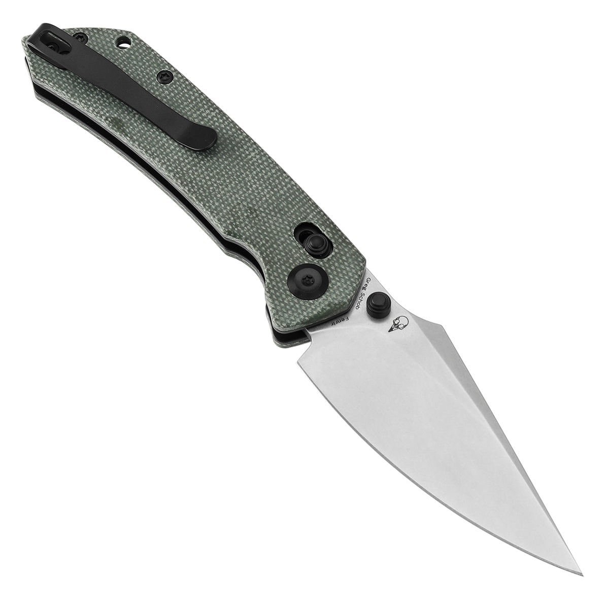 Tenable Fenrir Cross Bar Lock Folding Knife| Green Micarta | 3.48" Stonewashed Nitro-V Blade | Sparrow Knife Design | T1034V1