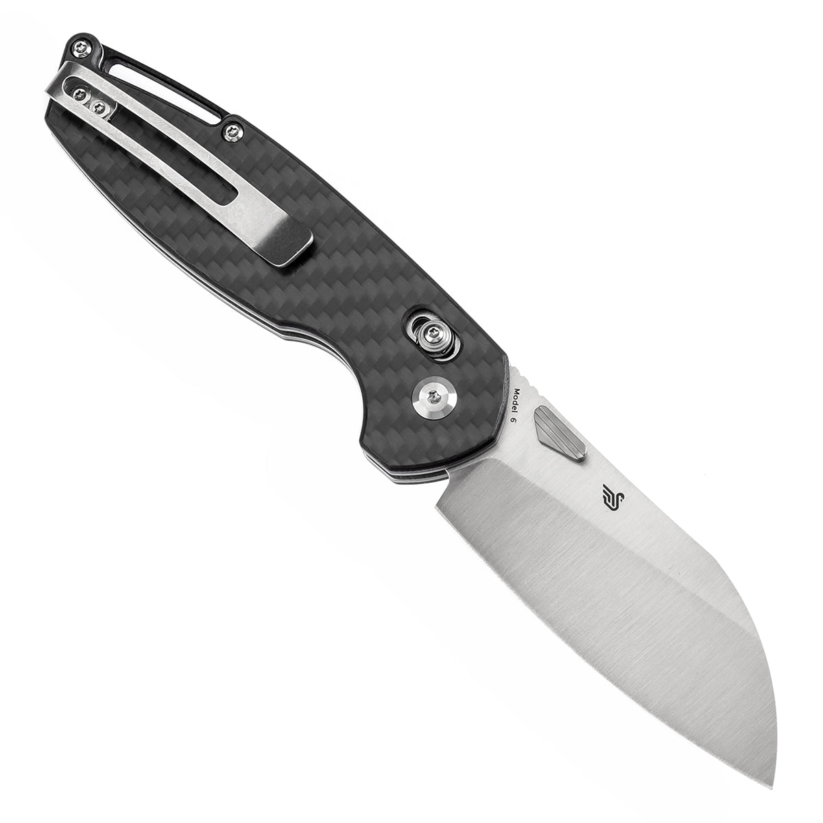 Tenable Model 6 Cross Bar Lock | Twill Carbon Fiber Handle | 3.1" Satin 14C28N Blade | Nick Swan Design--T1022V1