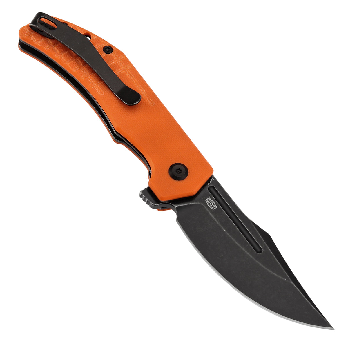 Tenable Orion Liner Lock | Orange G10 with Frag Pattern | 3.07" Blackwashed 14C28N | JB Stout Design | B1089A5