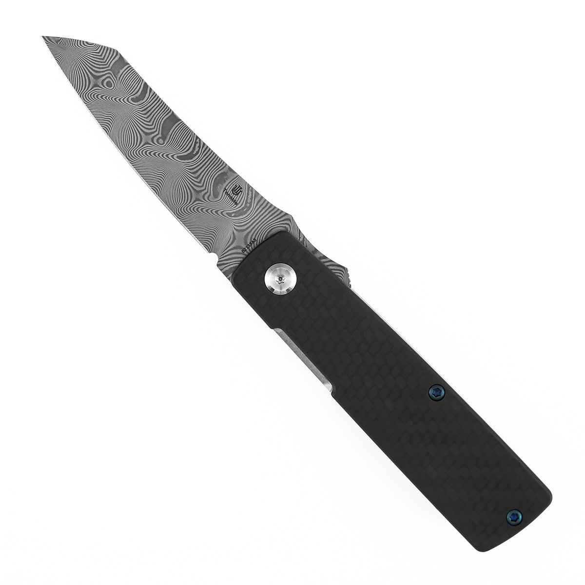 Tenable Higonokami Folding Knife | 3.02'' Water Ripple Damascus Blade | Twill Cabrbon Fiber Handle | Goran mihajlovic Design | B2135A3