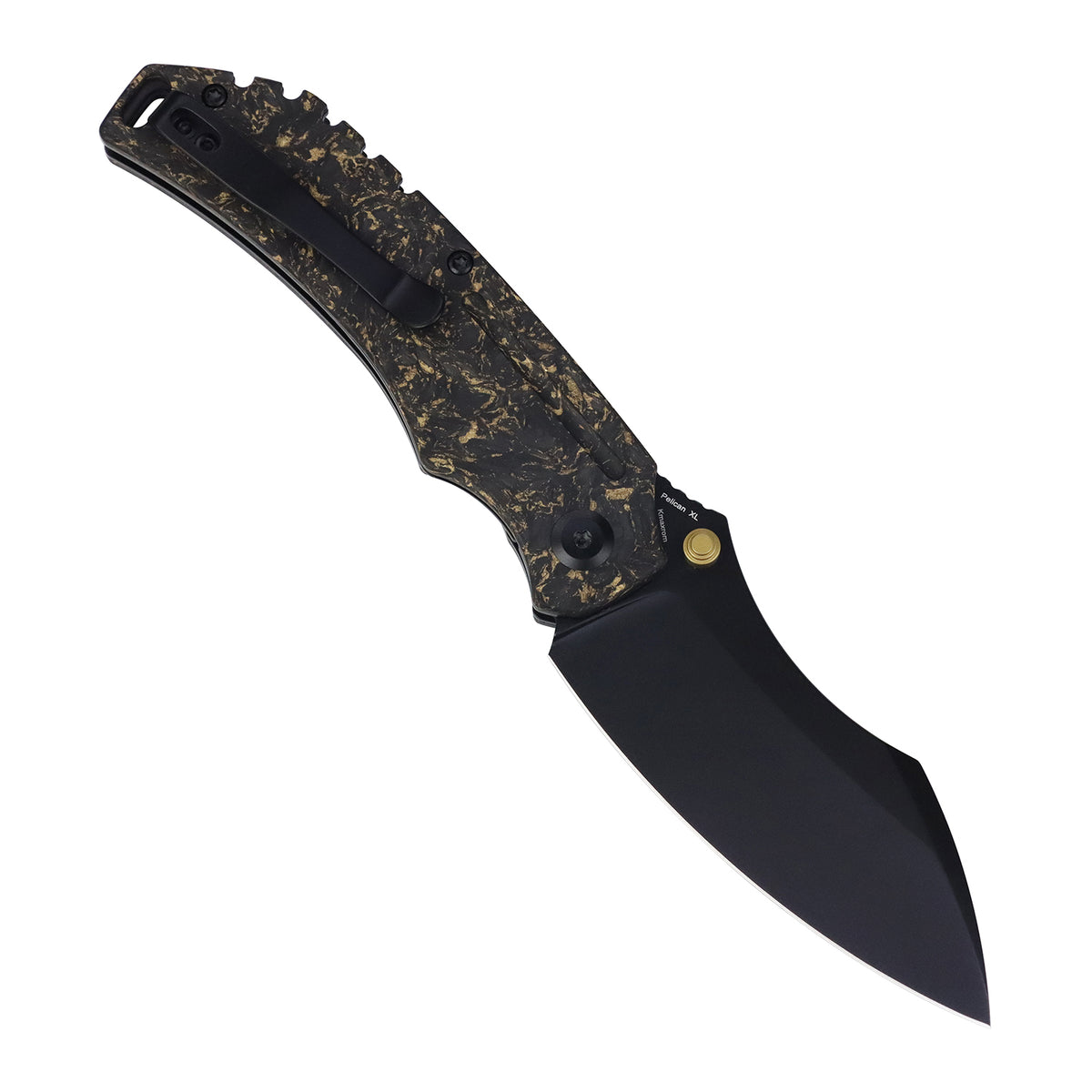Tenable Pelican XL Folding knife | 3.5" Black TiCn Coated Nitro V Blade | Carbon Fiber with Copper Foil Handle | Kmaxrom Design Design - B0018A4
