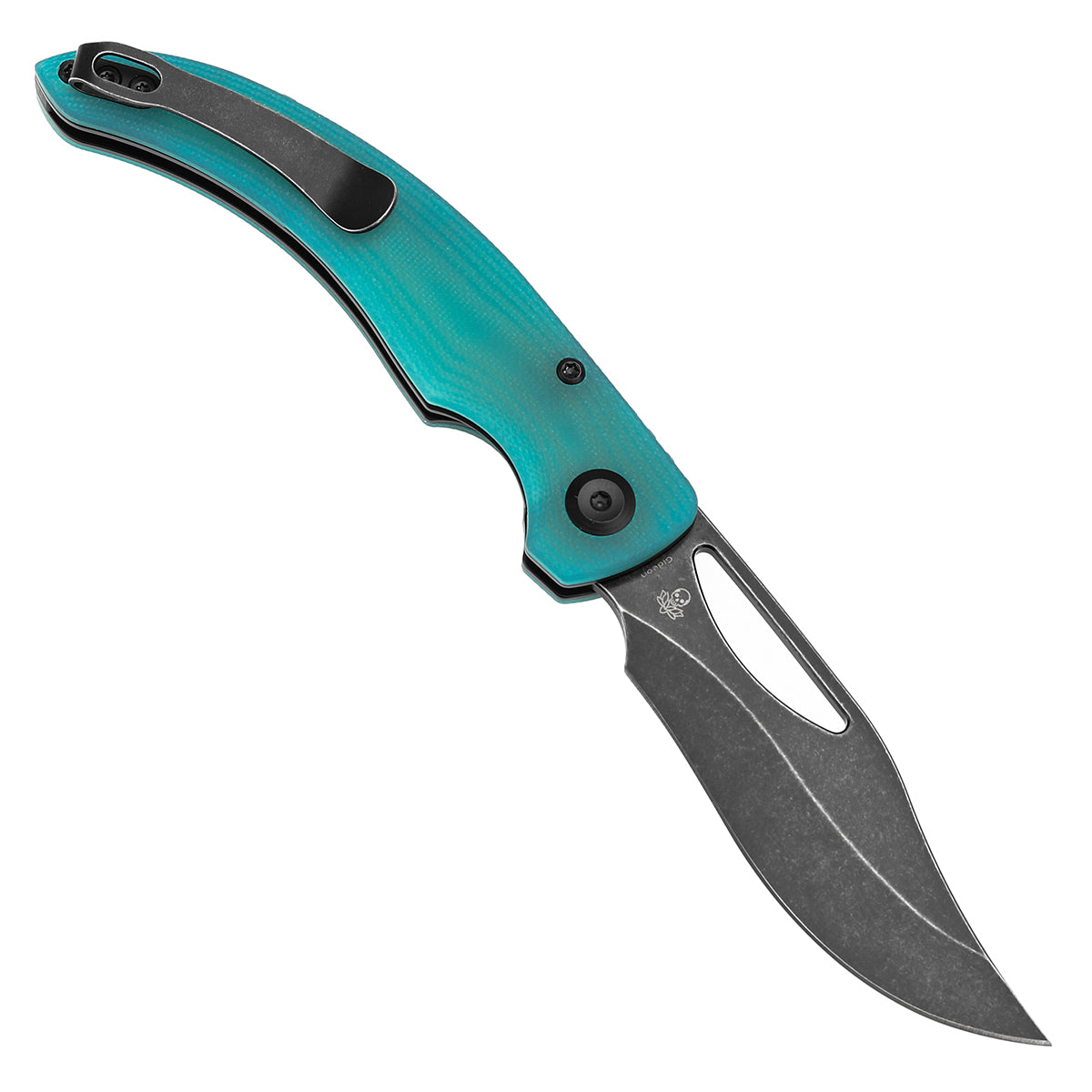 Tenable Gideon Folding Knife - 3.5'' Blackwash Nitro V Blade - Tiffany Blue G10 Handle - Dead Sober Design - T1119A5