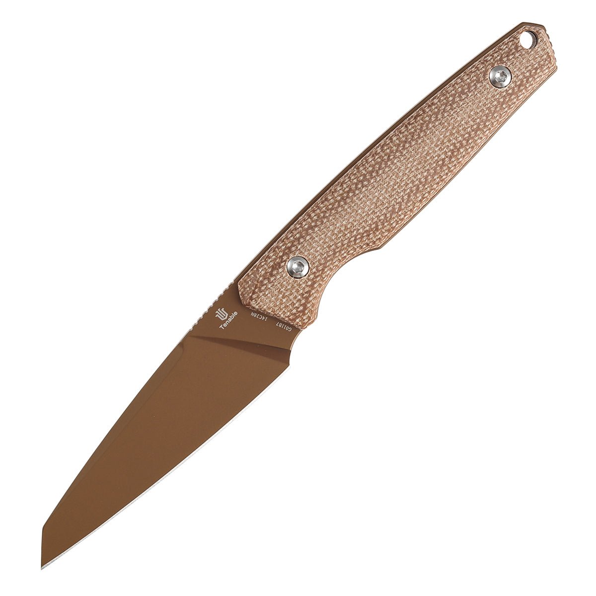 Parr Fixed Blade-- 3.12'' Rose Gold Coated 14C28N | Brown Micarta Handle | Jonathan Styles Design - G011B7