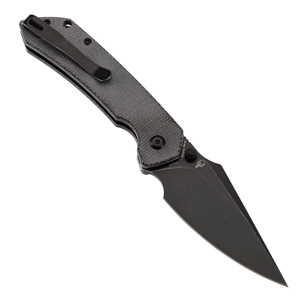 Tenable Fenrir Button Lock Knife | Black Micarta Handle | 3.45" blackwashed 14C28N | Sparrow Knife Design | T1034F6