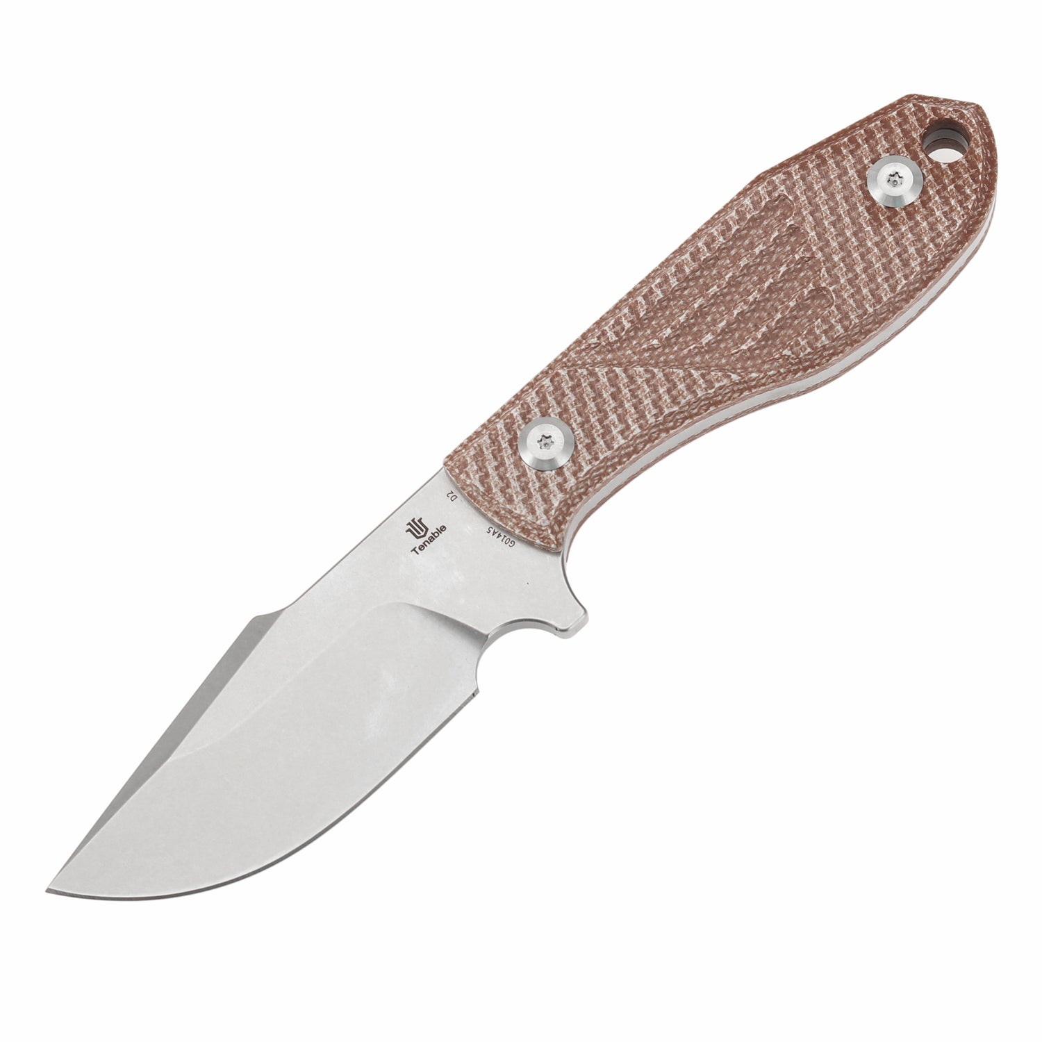Tenable Tiny Dancer Fixed Blade –Brown Micarta Handle – 3.17" Stonewashed D2 Blade – JB Stout Design – G014A5