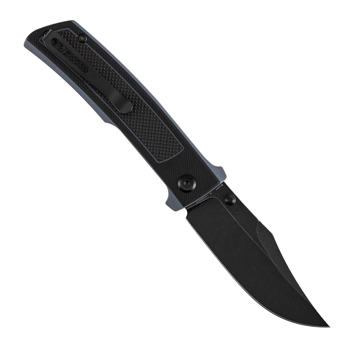 Tenable Bison Folding Knife | 3.24'' Blackwash Nitro V Blade | Black and Gray G10 with Frag Pattern Handle | Ray Laconico Knives Design | B2108A2