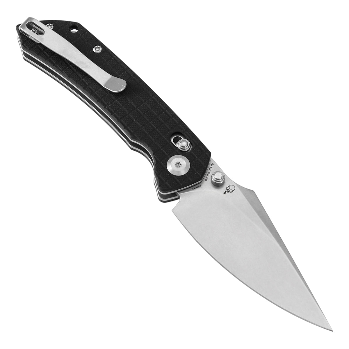 Tenable Fenrir Cross Bar Lock Folding Knife| Black G10 with Frag Pattern| 3.48“ Stonewashed Nitro-V Blade | Sparrow Knife Design | T1034V7