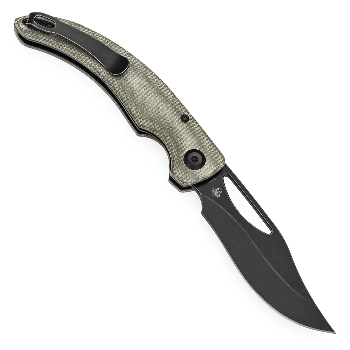 Tenable Gideon Folding Knife - 3.5'' Blackwash Nitro V Blade -Green Micarta Handle - Dead Sober Design - T1119A6