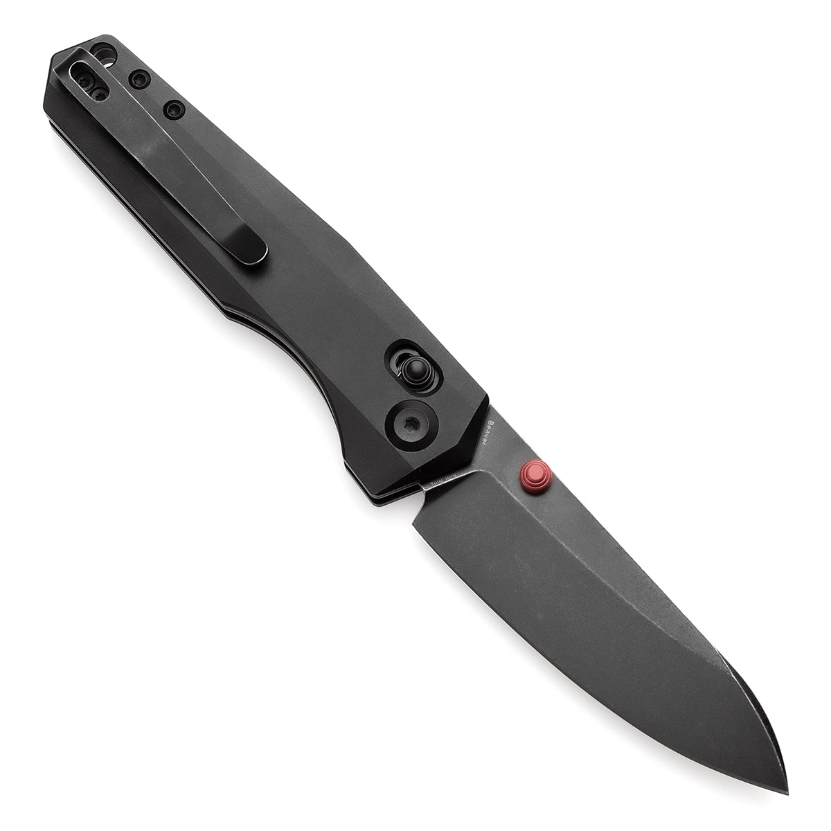 Tenable Beaver Cross Bar Lock Folding Knife Black Anodized Aluminum Handle (3.44'' Blackwash Nitro-V Blade) Kim Ning Design-T1105V5