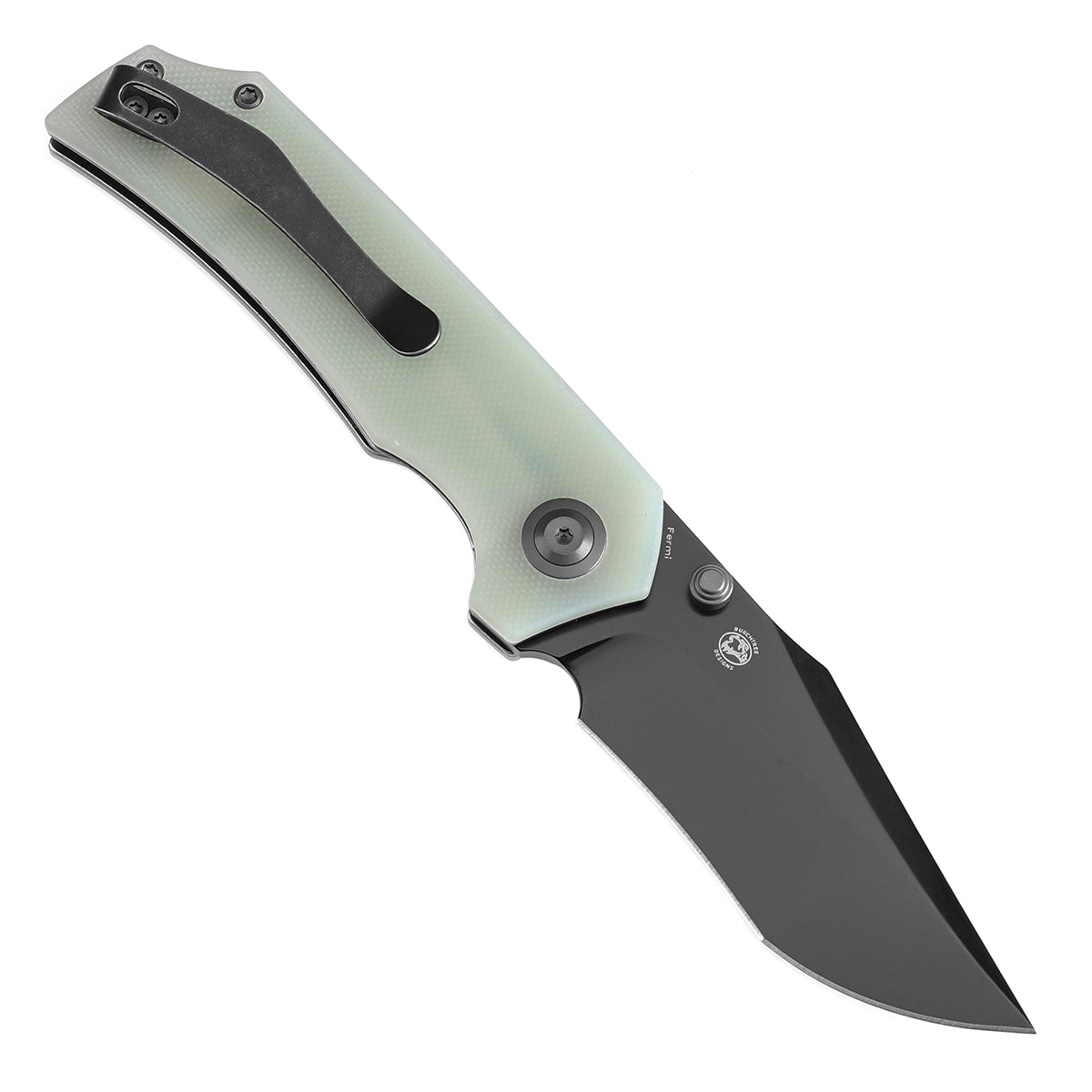 Tenable Fermi Folding Knife Jade G10 Handle (3.11'' Black TiCn Coated 14C28N Blade) Burchtree Designs-T1122A2