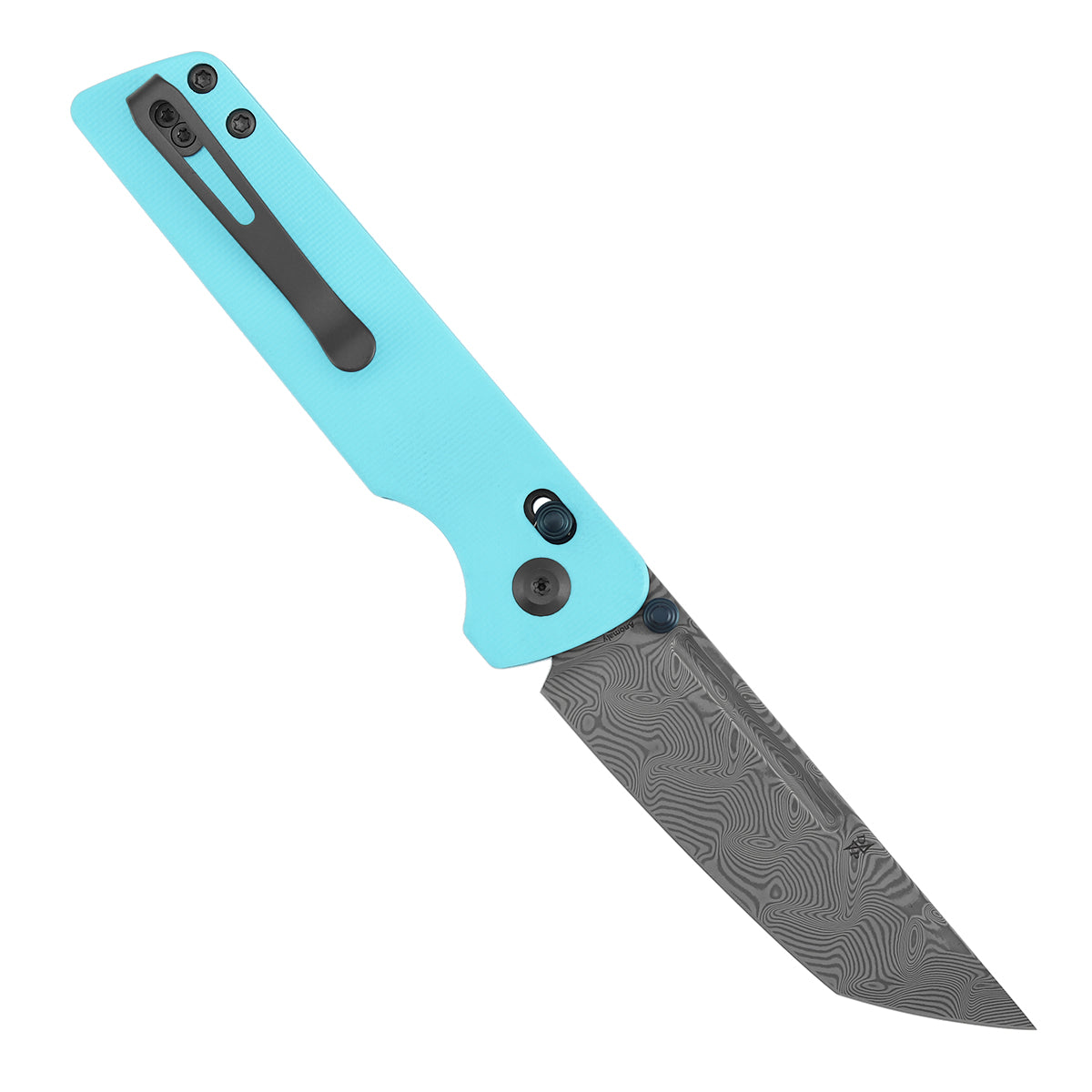 Tenable Anomaly Cross Bar Lock Knife | 3.14“ Damascus Blade | Blue G10 Handle | Pinkerton Knives Design | B2038V3
