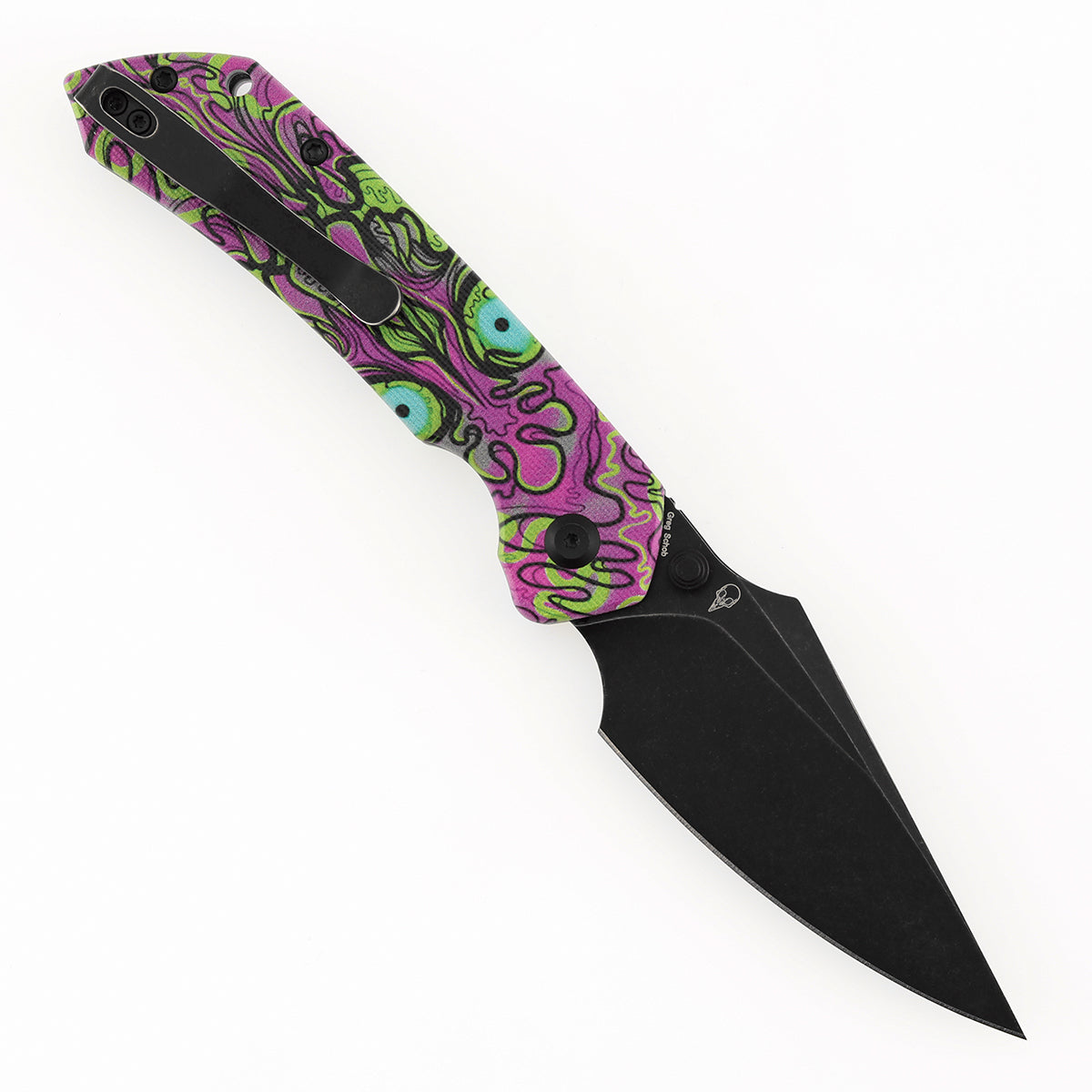 Ship from China - Tenable Fenrir Top Liner Lock Folding Knife| 3.4“ Blackwash Nitro-V Blade | Jade G10 with Purple Undead Print Handle | Sparrow Knife Design | B1034H17