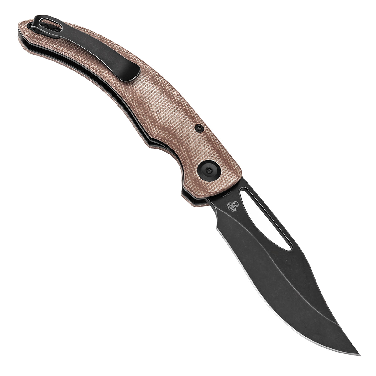 Tenable Gideon Folding Knife - 3.5'' Blackwash Nitro-V Point Blade - Brown Micarta Handle - Dead Sober Design - T1119A2