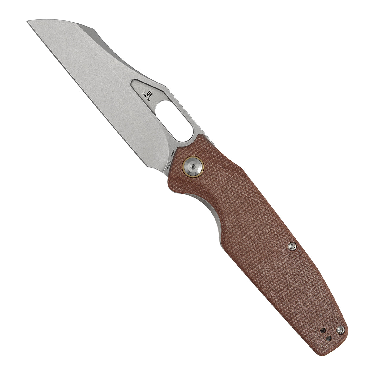 Tenable Tuckamore Folding Knife | 3.54" Stonewashed Nitro V | Brown Micarta | Jonathan Styles Design - B1052A2