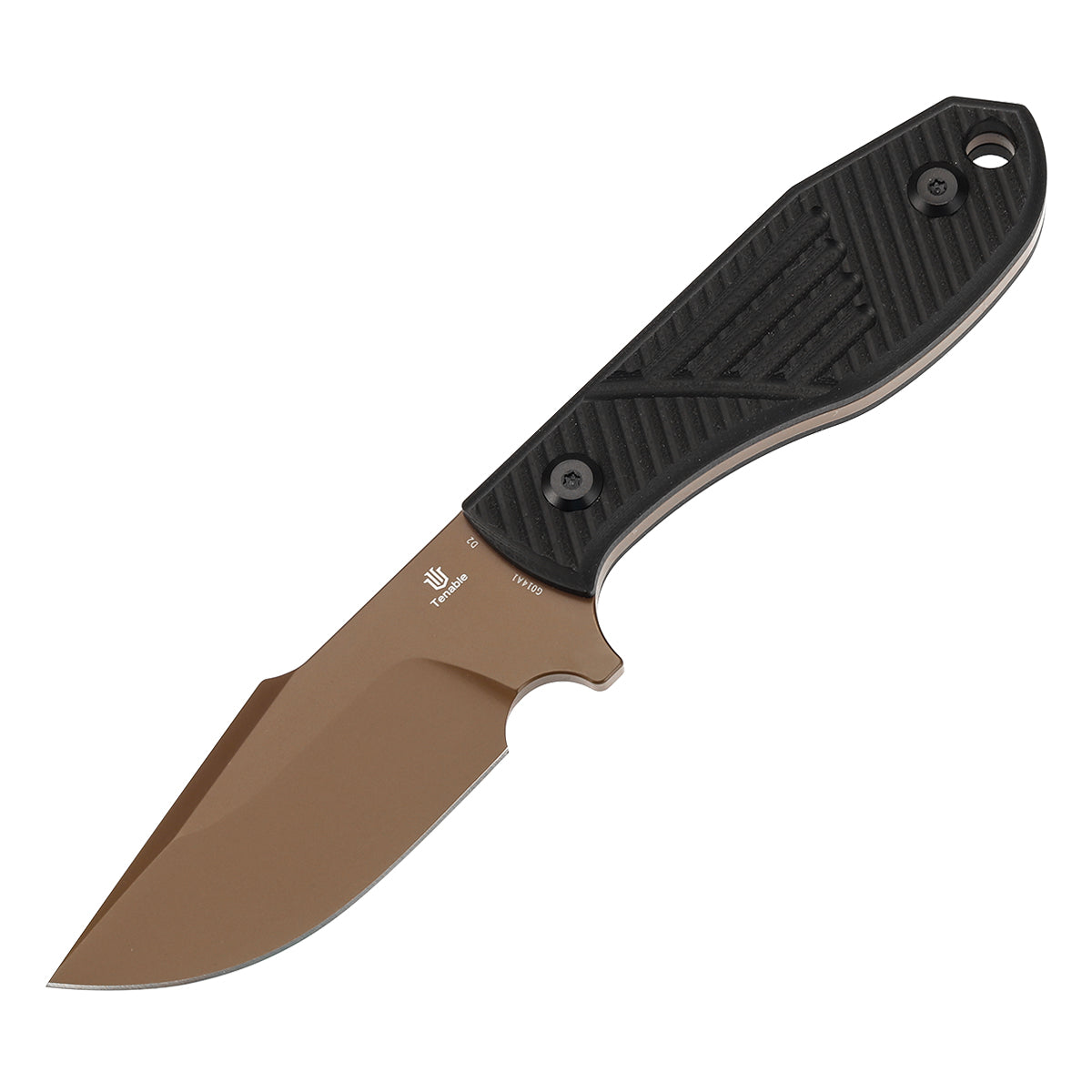 Tenable Tiny Dancer Fixed Blade – Black G10 Handle – 3.17" Rose Gold Coated D2 Blade – JB Stout Design – G014A1