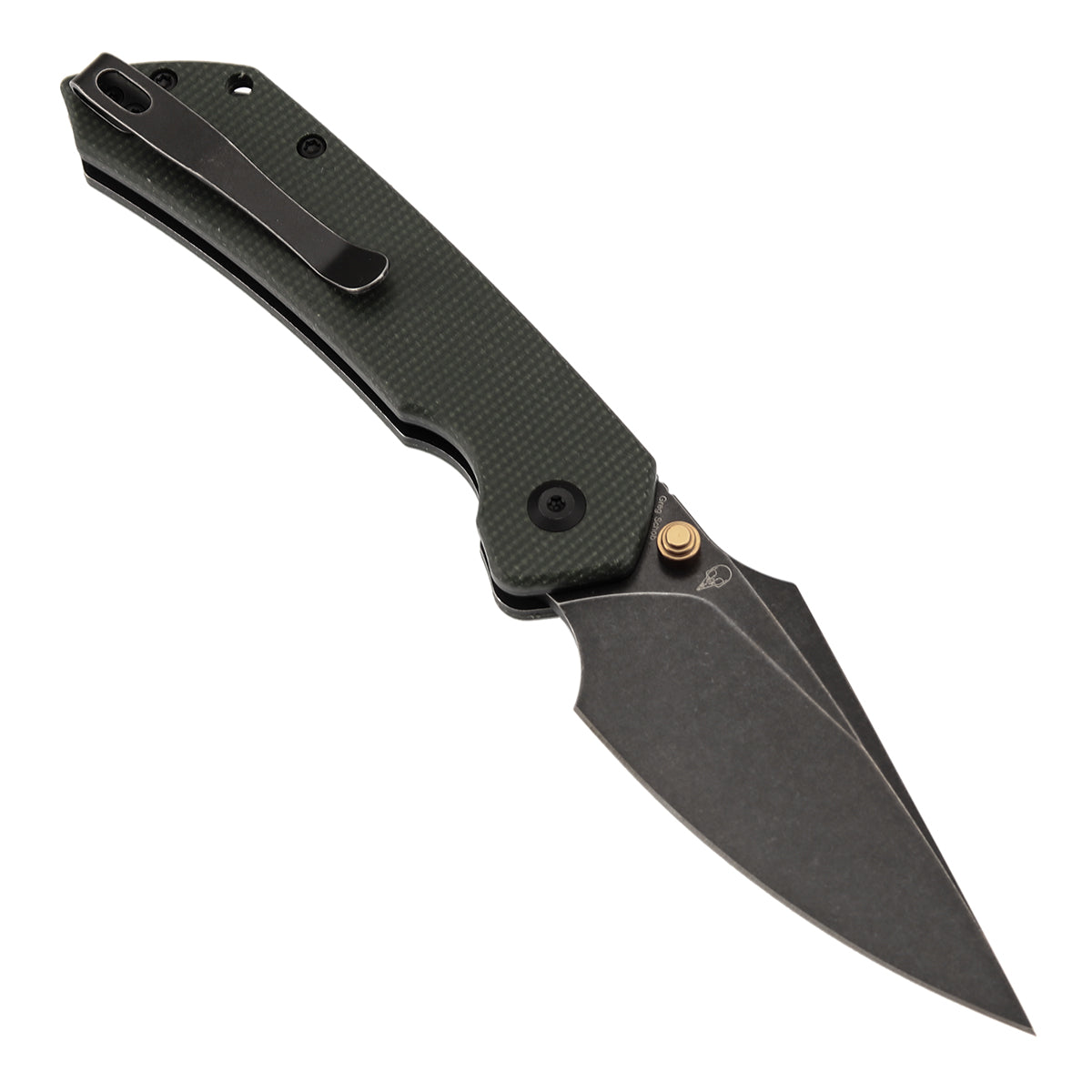 Tenable Fenrir Top Liner Lock Folding Knife| Green Micarta Handle | 3.48“ Blackwashed Nitro-V Blade | Sparrow Knife Design | B1034H4
