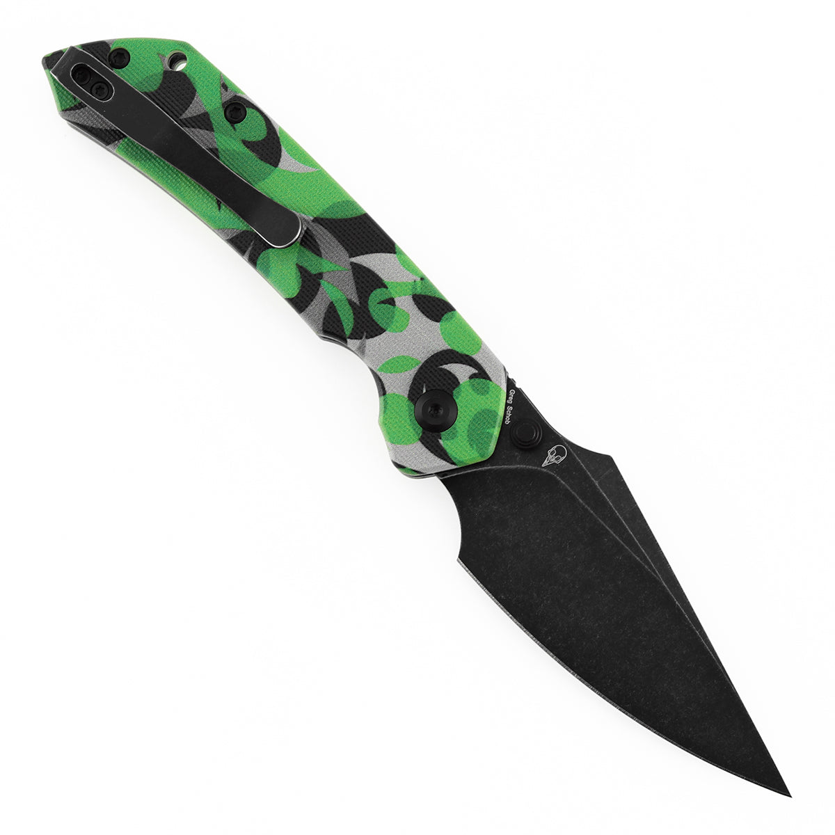 Tenable Fenrir Top Liner Lock Folding Knife| 3.4“ Blackwash D2 Blade | Jade G10 with Green Camouflage Pattern Handle | Sparrow Knife Design | B1034H13