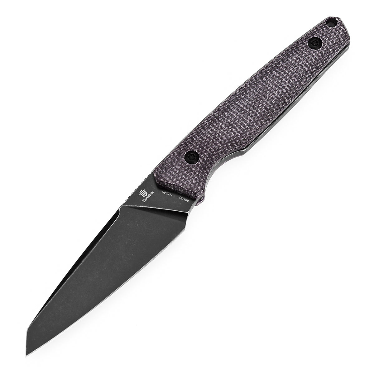 Tenable Parr Outdoor Fixed Blade Knife – Purple Micarta Handle – 3.12" Blackwashed 14C28N Blade – Jonathan Styles Design – G011B1