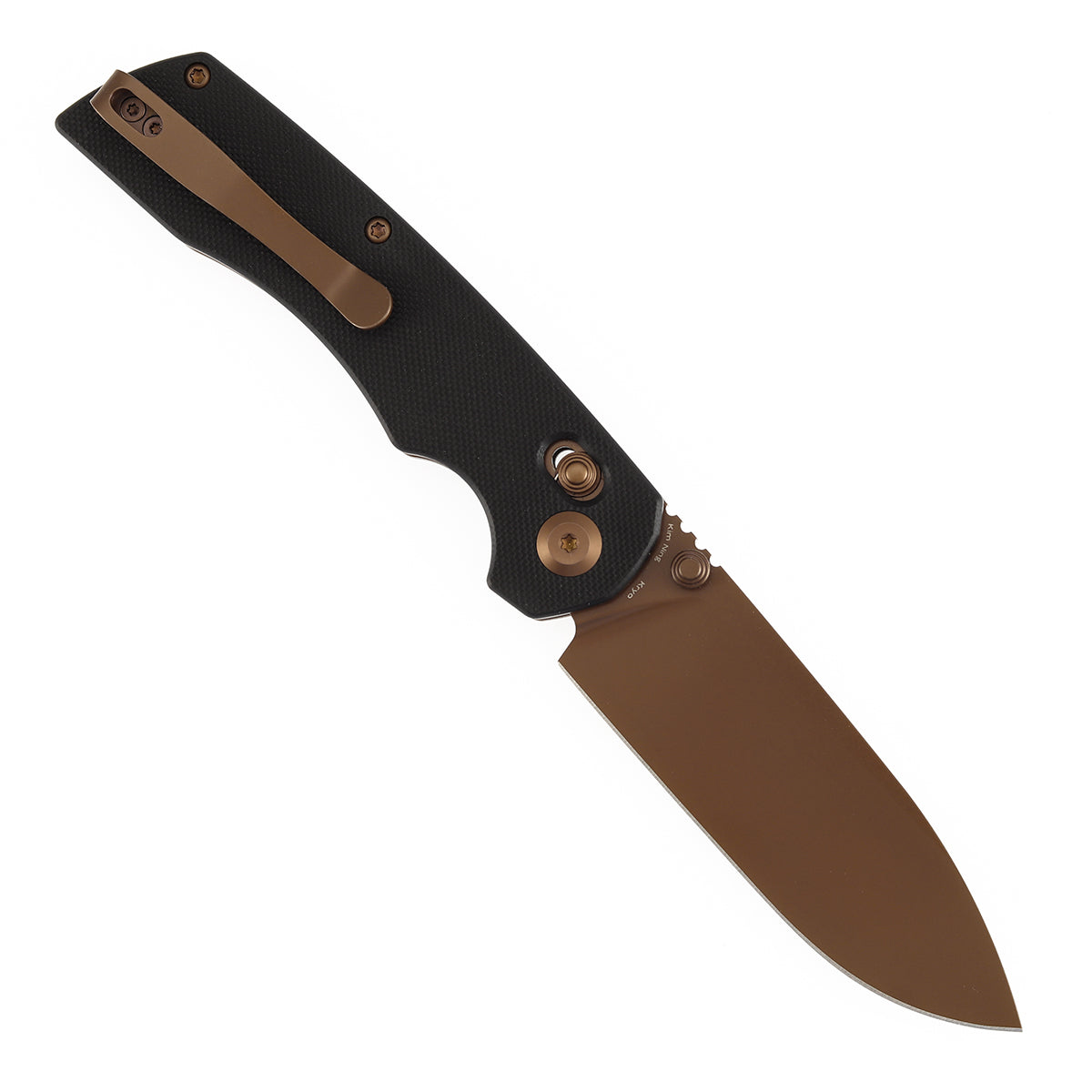 Tenable Kryo Cross Bar Lock | Black G10 Handle | 3.58‘’ Rose Gold Coated 14C28N Blade | Kim Ning Design-T1001V8