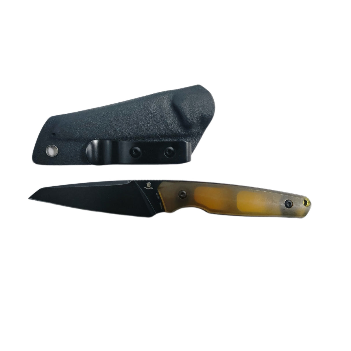 Pre-order: US orders will ship before Dec 10. | Tenable Outdoor Parr Fixed Blade - 3.12'' Blackwash 14C28N Blade - Amber PEI/Ultem Handle - Jonathan Styles Design - G011B6