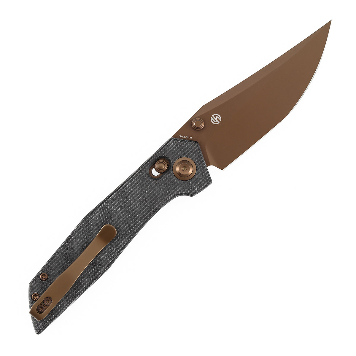 Tenable Deadite Cross Bar Lock Knife | 3.52" Rose Gold 14C28N Blade | Black Micarta Handle | TuffKnives Design - B1081V3
