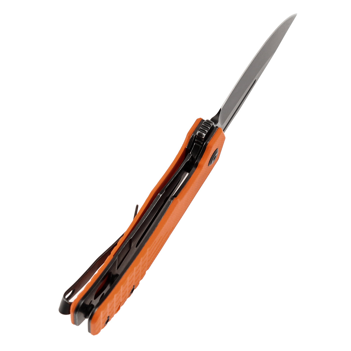 Tenable Orion Liner Lock | Orange G10 with Frag Pattern | 3.07" Blackwashed 14C28N | JB Stout Design | B1089A5