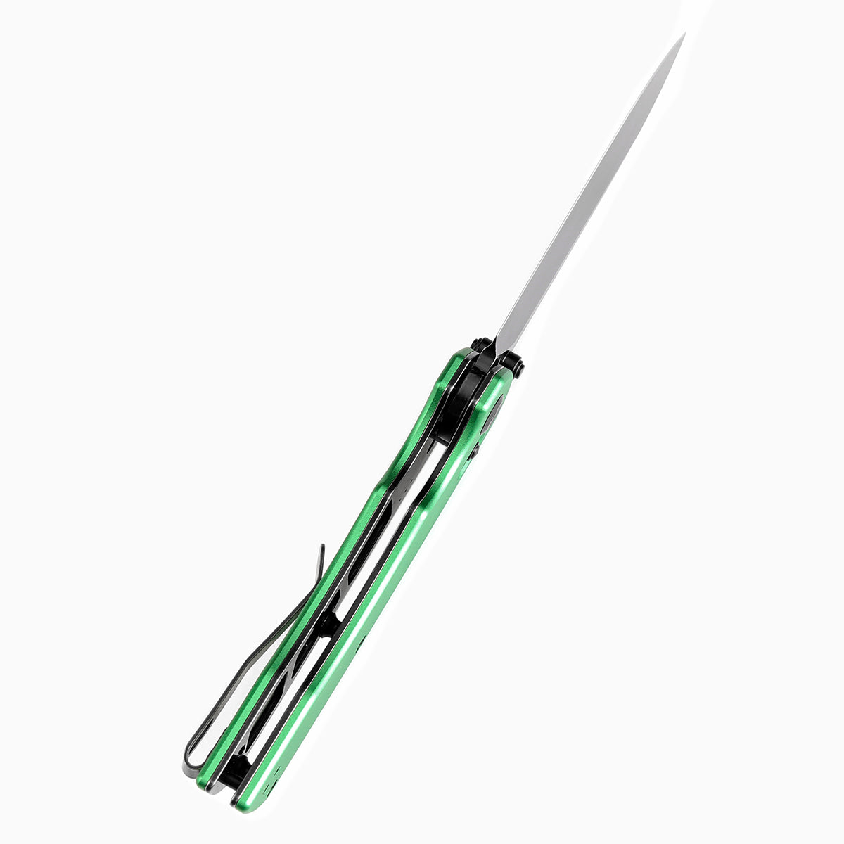 Tenable Kryo Cross Bar Lock Green Anodized Aluminum Handle (3.58‘’ Blackwash 14C28N Blade) Kim Ning Design-T1001V1
