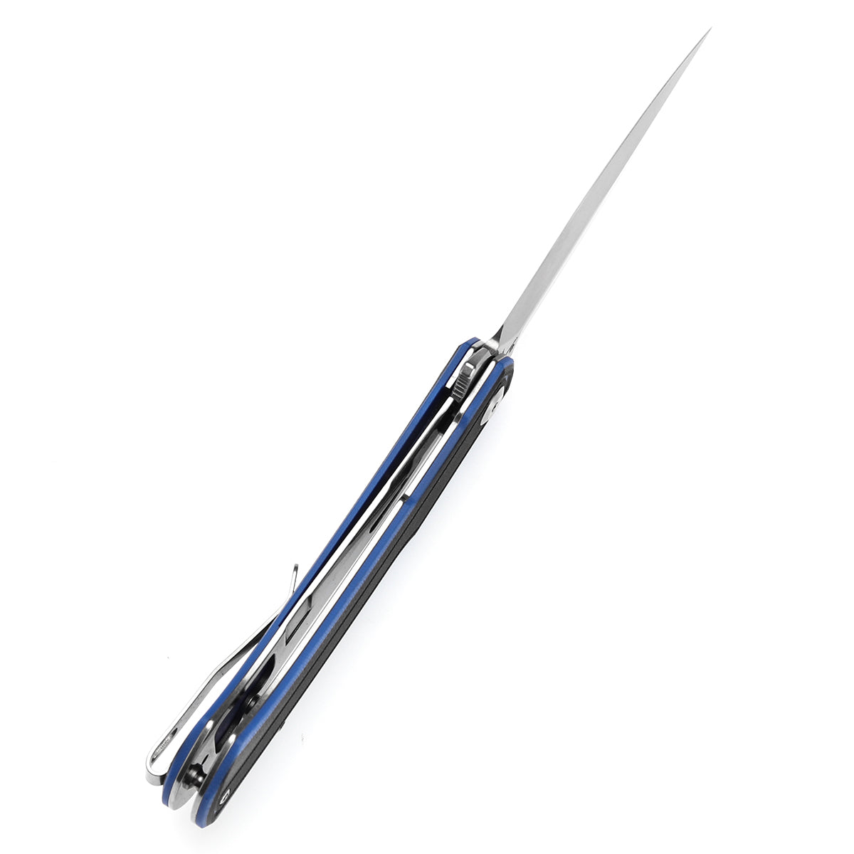 Tenable Kratos Folding Knife Black and Blue G10 Handle(3.79" Stonewashed Nitro-V Blade) Ostap Hel Design-T1024A2